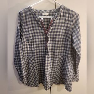 J. Jill Womans Small Blue Checked Blouse